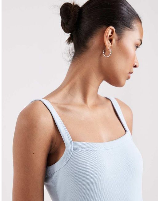 JJXX White Ribbed Square Neck Vest