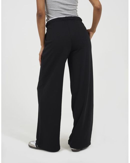 Brave Soul Black Contrast Double Waistband Wide Leg Joggers
