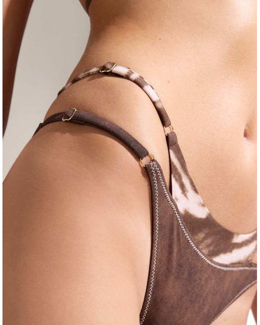 Calzedonia Brown Brazilian Bikini Bottoms Suede