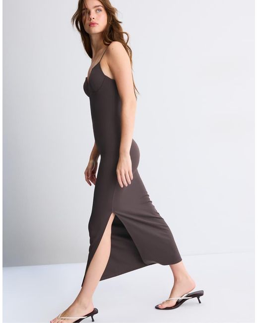 Stradivarius Purple Shapewear Fitted Dress