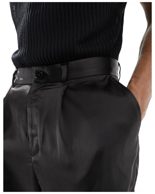 Weekday Black Uno Co-ord Loose Fit Satin Trousers for men
