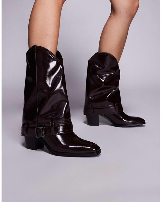 Public Desire Red – diego – foldover-stiefeletten
