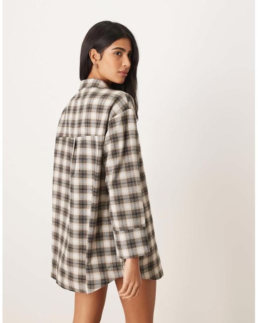 ASOS Natural Boxy Oversized Mini Shirt Dress