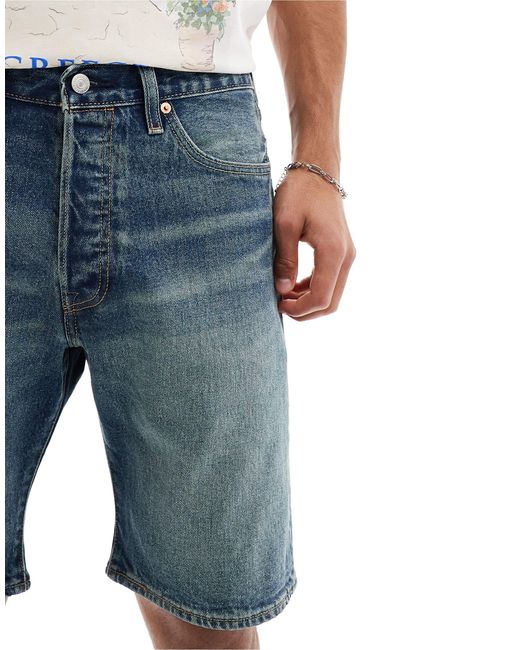 501 original - pantaloncini di jeans dritti blu scuro di Levi's in Blue da Uomo