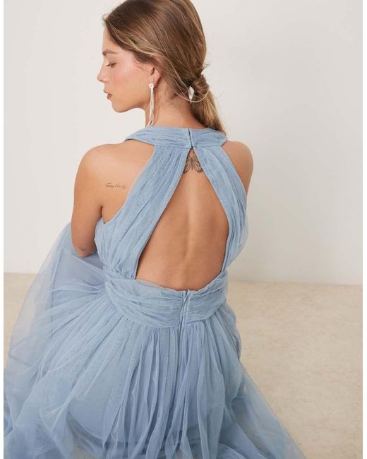 ANAYA Blue Open Back Maxi Bridesmaid Dress