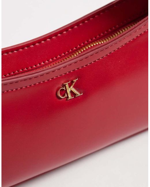 Calvin Klein Red Mini Shoulder Bag With Details