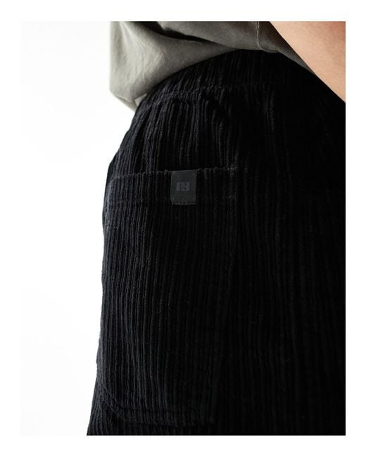 Pantalon large en velours côtelé Pull&Bear pour homme en coloris Black