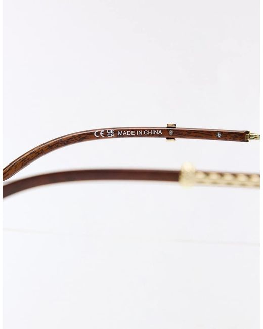 Bershka Blue Wood Effect Temple Sunglasses for men