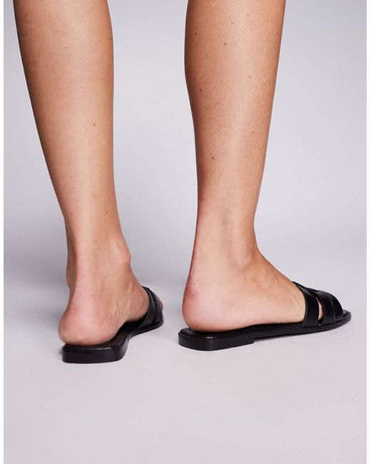 SIMMI Black Jorja Slip On Flat Sandals