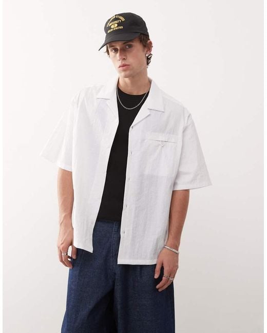 Collusion White Boxy Summer Shirt for men