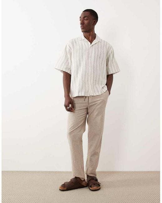 ASOS White Boxy Abstract Stripe Shirt for men
