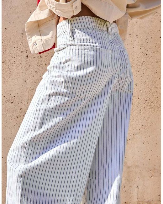 Bershka White Balloon Stripe Trousers