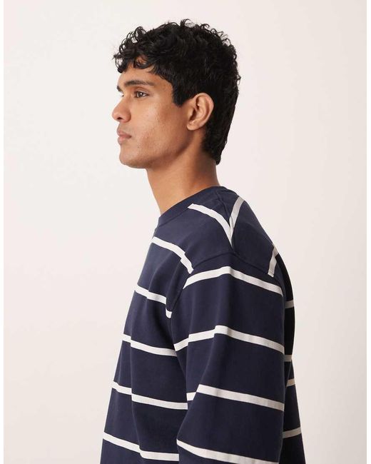 ASOS Blue Essential Striped Sweatshirt for men