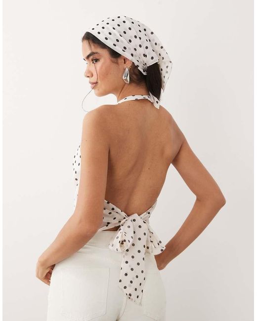 ASOS Natural Halterneck Tie Back Top With Bandana