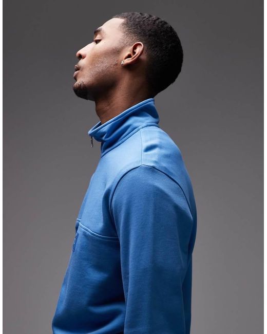 Napapijri Blue Box Logo Half Zip Sweatshirt for men