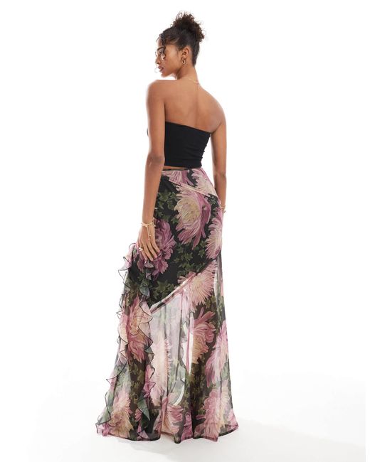 ASOS Multicolor Ruffle Spilt Maxi Skirt