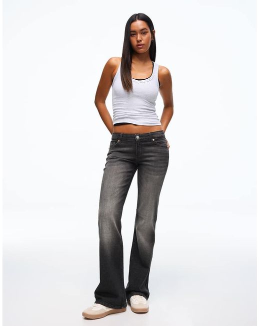 Bershka White Low Waist Bootcut Jeans