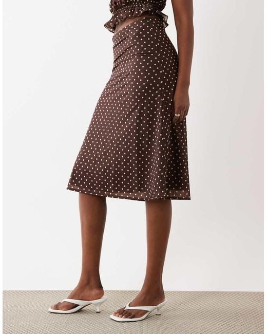 The Frolic Brown Exclusive Low Waist Midi Skirt Co-Ord