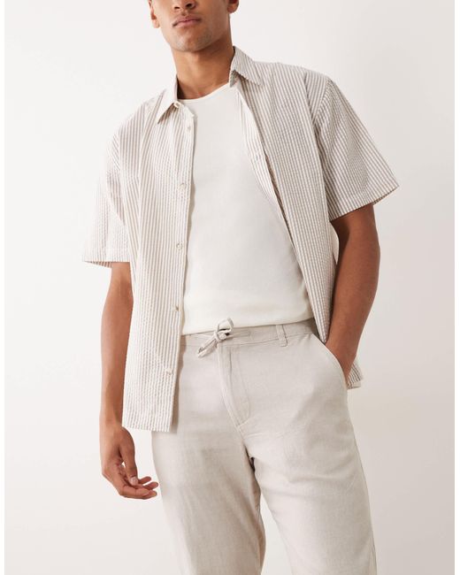 SELECTED Natural Linen Blend Drawstring Pants for men