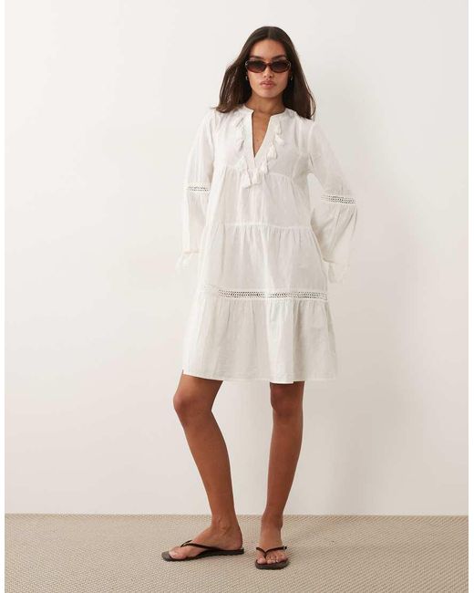 Accessorize Natural Flute Sleeve Kaftan Dress