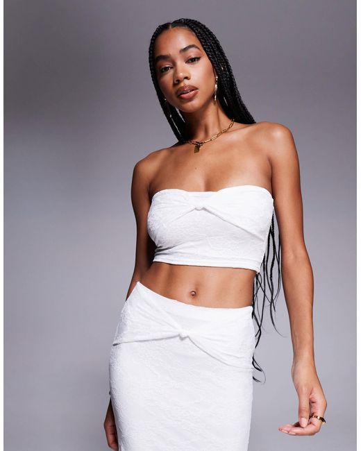 Kaiia Gray Exclusive Double Layered Slinky Lace Knot Detail Bandeau Top