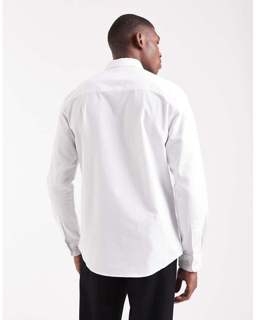 Threadbare White Long Sleeve Oxford Shirt for men