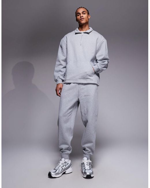 ASOS Gray Oversized Quarter Zip for men
