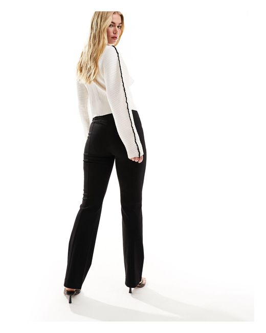 & Other Stories Black Stretch High Waist Wide Leg Trousers With Zip Details