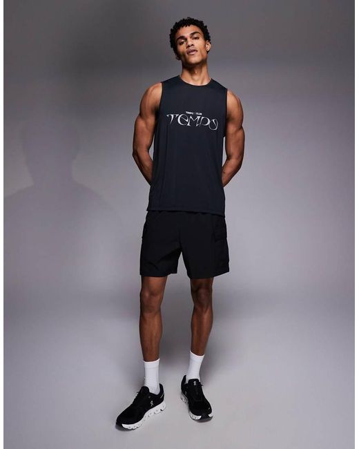 4505 Blue Nylon Performance Mesh Quick Dry Graphic Running Tank Top for men