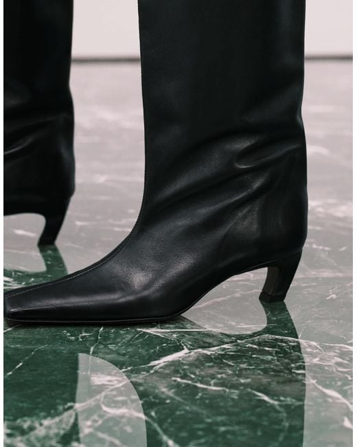 ASOS Black Candace Premium Pull On Chisel Toe Knee Boots