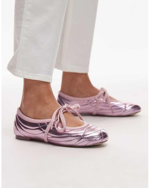 JW PEI Gray Erika Topstitching Lace Up Ballet Flats