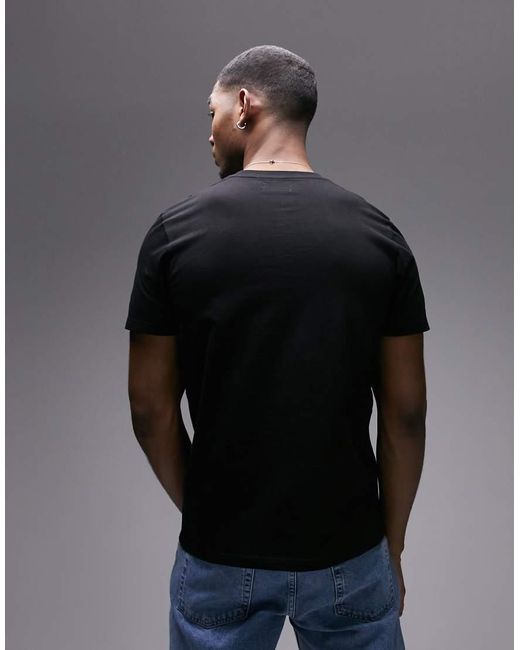 Camiseta Negra De Corte Estándar De Topman de hombre de color Black