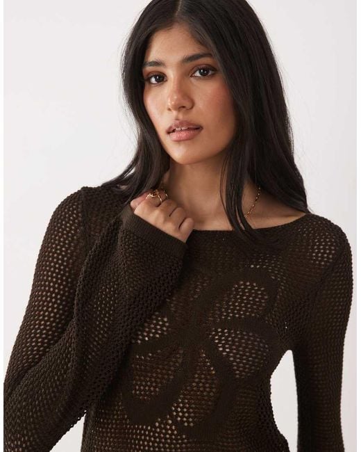 Mango Brown Crochet Beach Top