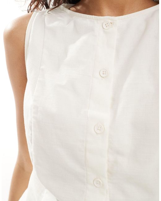 Vestido corto color con cintura baja ASOS de color White
