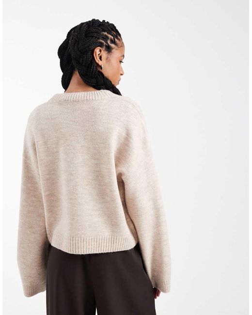 ASOS Natural Wide Sleeve Oversized Knitted Jumper