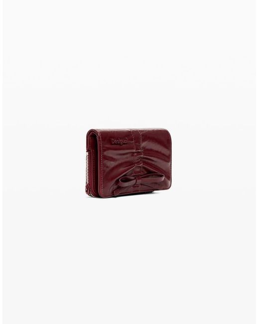 Desigual Red Small Shiny Bow Wallet
