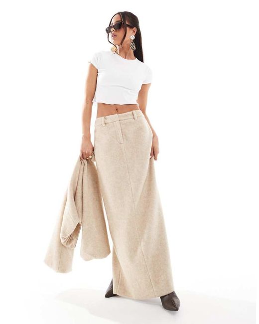4th & Reckless Natural Wool Maxi Skirt Co-ord