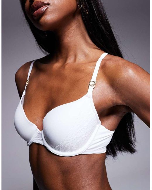 KBX White Charlotte Padded Plunge Bra