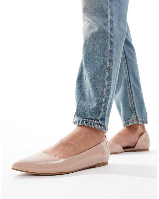 ASOS Wide Fit Virtue D'Orsay Pointed Ballet Flats in Natural | Lyst UK