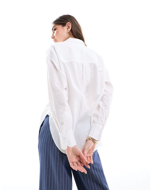 JJXX White Linen Blend Long Sleeve Shirt