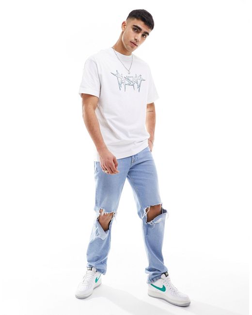Weekday White Oversized Graphic Print T-shirt for men