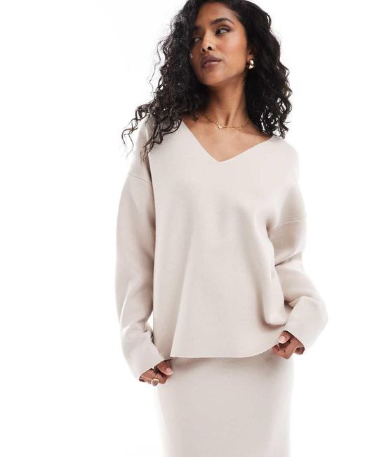 Object White Structed V Neck Jumper Co-ord