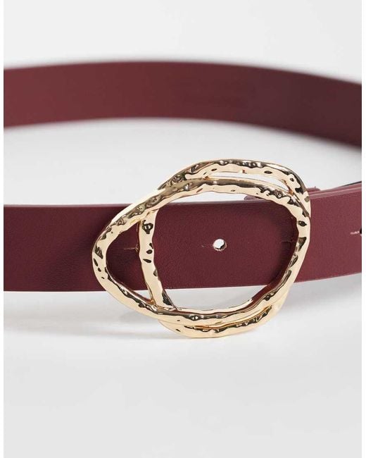 Vero Moda Multicolor Leather Gold Circle Buckle Belt