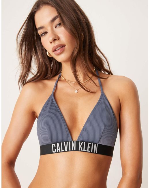Calvin Klein Blue Intense Power Triangle Bikini Top