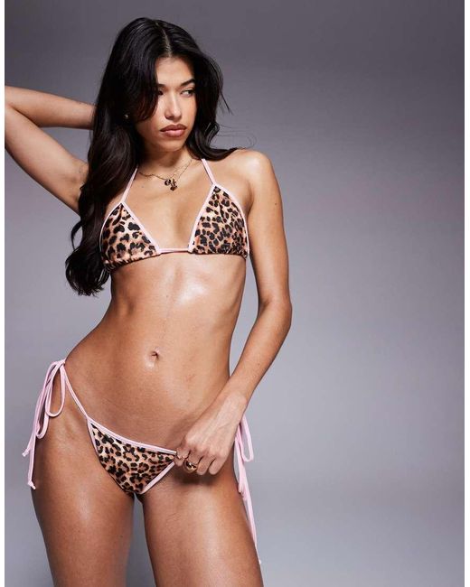 Missy Empire Brown Tie Side Trim Bikini Bottoms Co-Ord