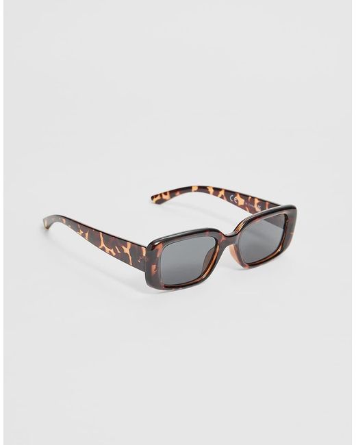 Stradivarius Black Tortoiseshell Rectangular Sunglasses