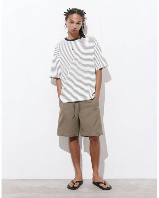 Bermuda avec taille élastique - kaki Pull&Bear pour homme en coloris White