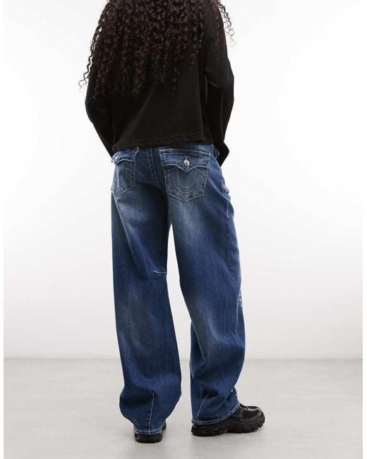 True Religion Blue Western Studded Bailey baggy Barrel Jeans