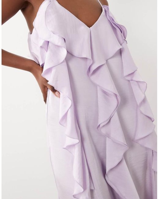 Vero Moda Pink Cami Midi Dress With Ruffle Trim Detail