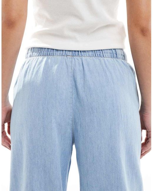 Stradivarius Blue Denim Pull On Pants